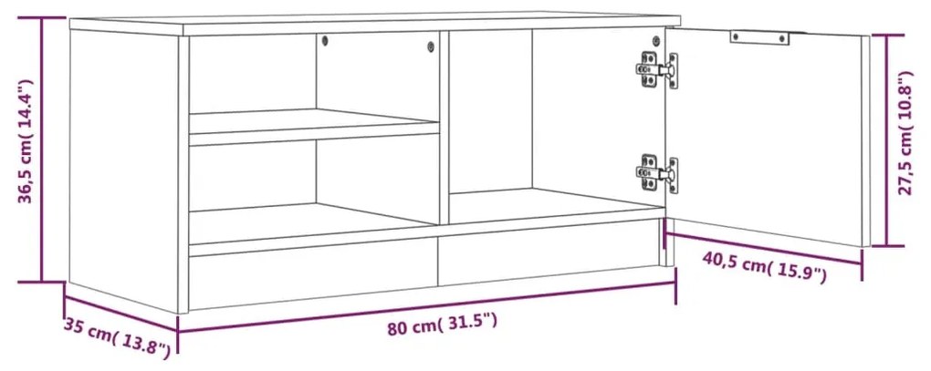 Armários TV 2pcs 80x35x36,5cm madeira proc. cor sonoma cinzento