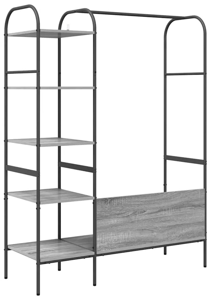 Cabideiro com Prateleiras Cinzento Sonoma 120x44x160 cm Madeira de Eng