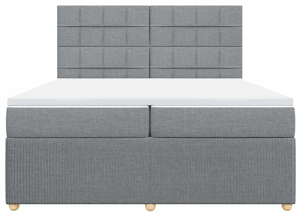 Cama com molas/colchão 200x200 cm tecido cinza-claro