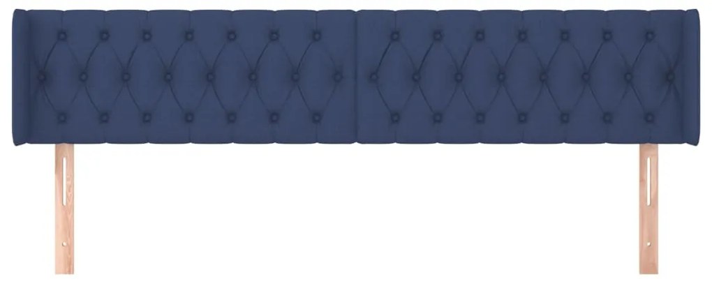 Cabeceira de cama c/ abas tecido 203x16x78/88 cm azul