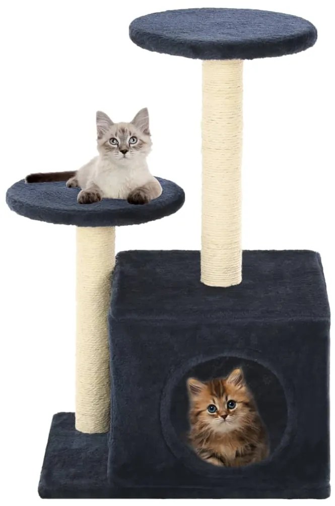 Árvore p/ gatos c/ postes arranhadores sisal 60 cm azul escuro