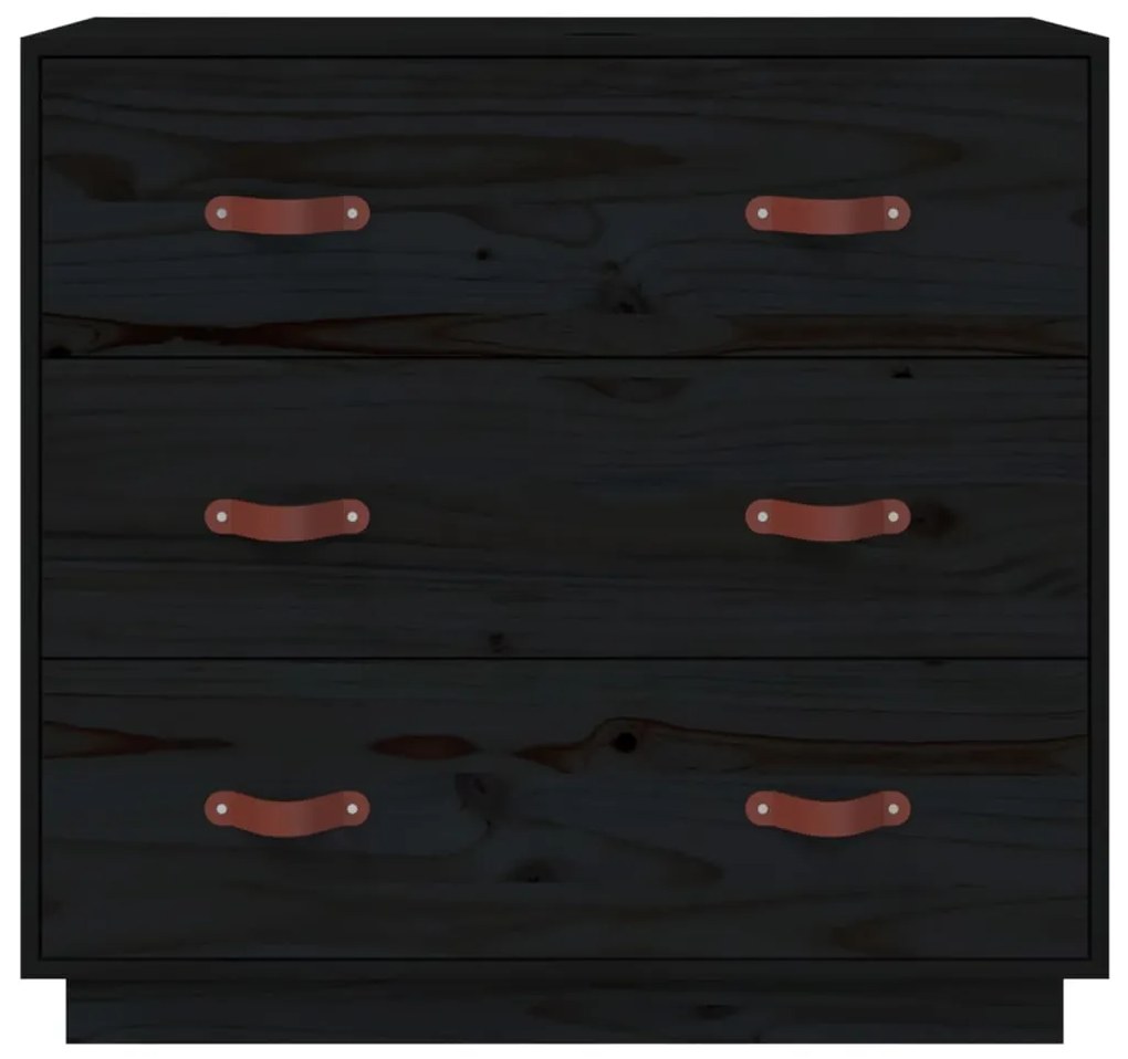 Aparador 80x40x75 cm madeira de pinho maciça preto