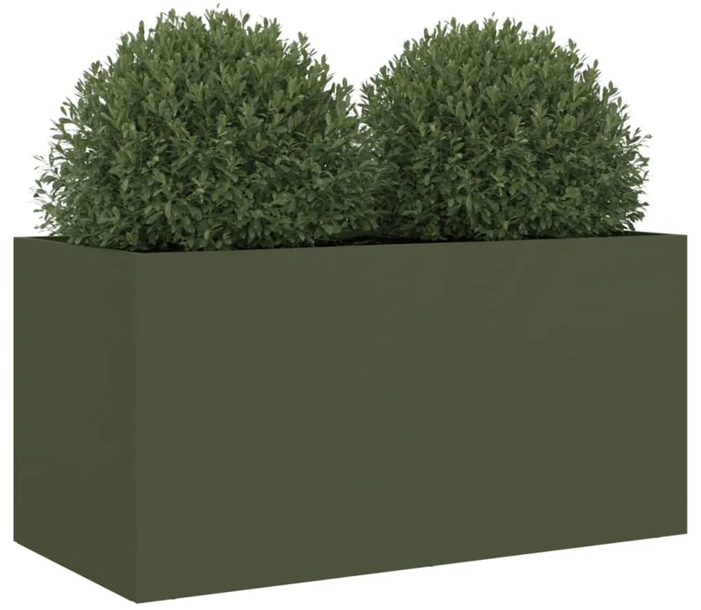 Vaso/floreira 62x30x29 cm aço verde azeitona