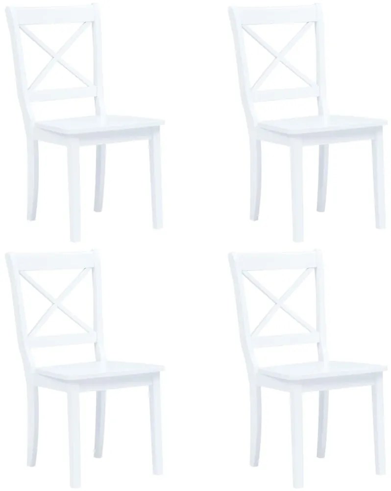 vidaXL Cadeiras de jantar 4 pcs madeira de seringueira maciça branco
