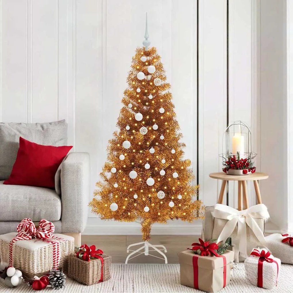 vidaXL Árvore de Natal com 150 LEDs com suporte Ouro 150 cm PET