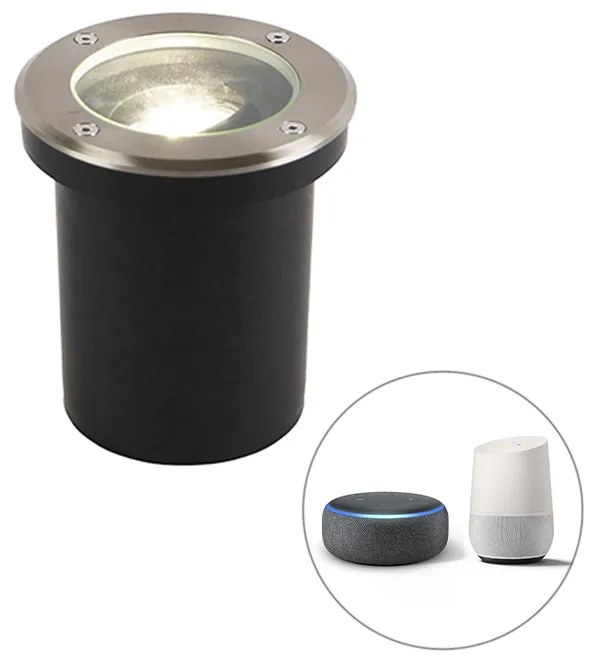 LED Foco de chão exterior inteligente em aço inoxidável com Wi-Fi GU10 IP65 - Delux Moderno