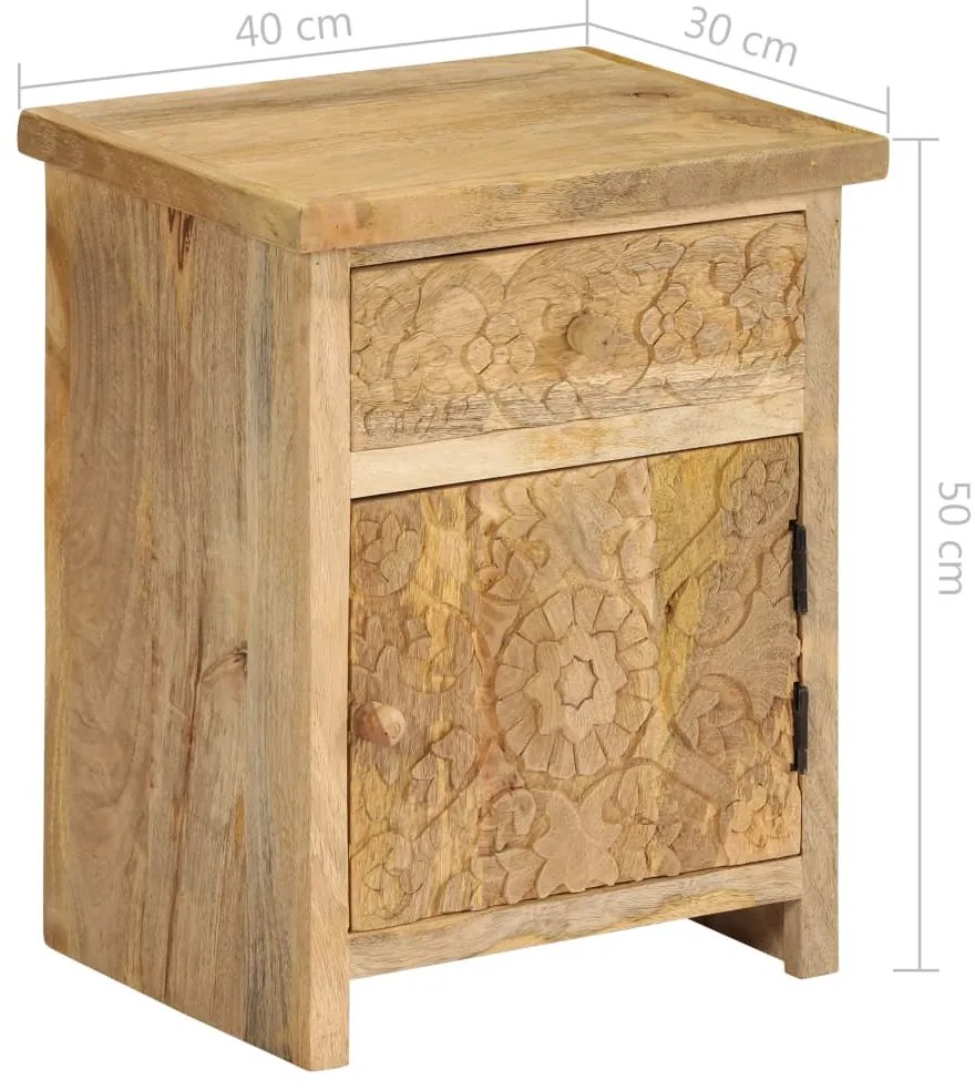 Mesa de cabeceira em madeira de mangueira maciça 40x30x50 cm