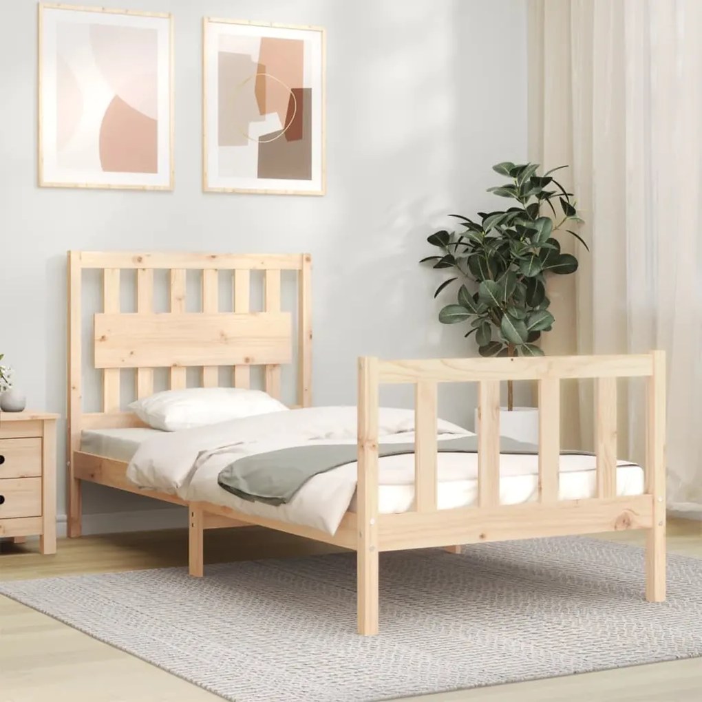 vidaXL Cama sem colchão 90x200 cm madeira de pinho maciça