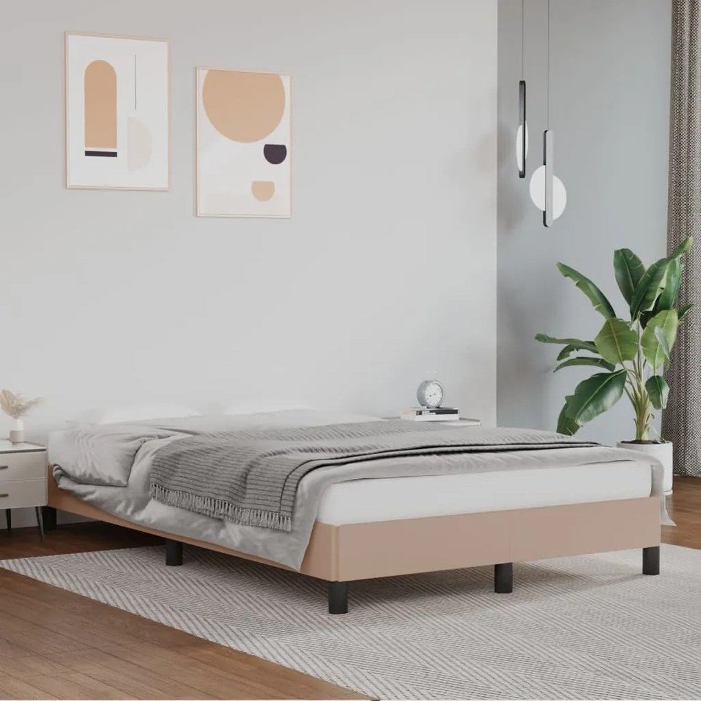 vidaXL Estrutura de cama 120x200 cm couro artificial cappuccino