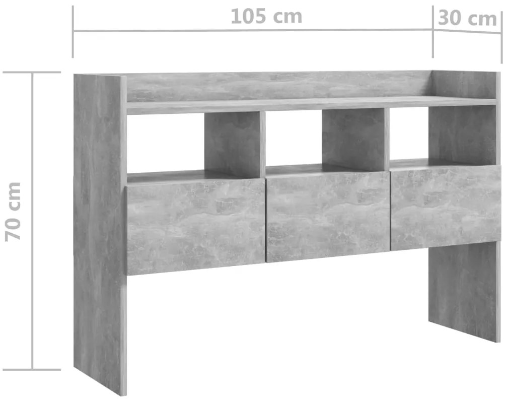 Aparador 105x30x70 cm derivados de madeira cinzento-cimento