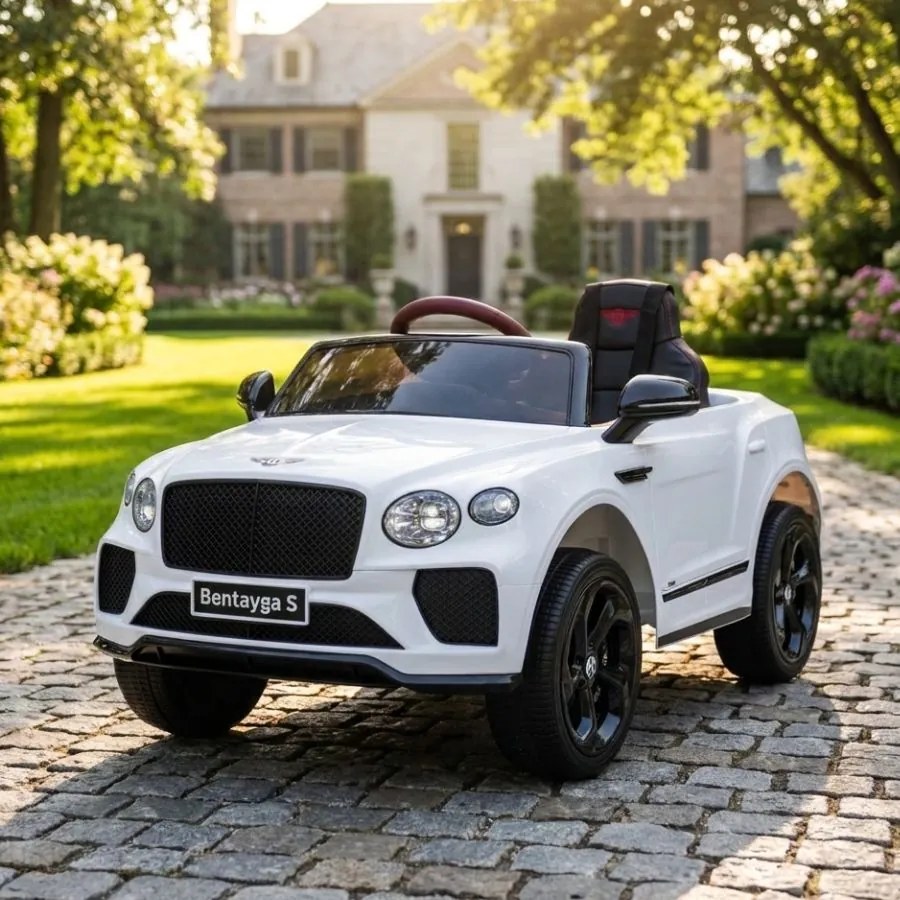 Carro elétrico para Crianças 12V Bentley Bentayga S, Rodas de espuma EVA, Assento Couro ecológico Branco