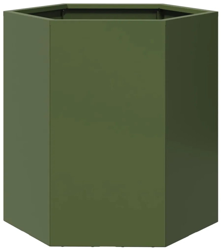 Vaso/floreira de jardim hexagonal 46x40x45 cm aço verde