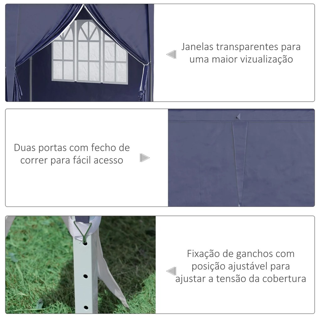 Tenda para Festas 585x295x270 cm com Paredes Laterais Amovíveis Tenda