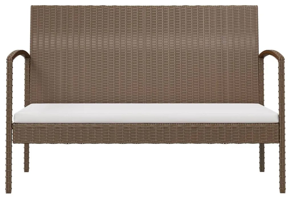 8 pcs Conjunto lounge de jardim com almofadões vime PE castanho