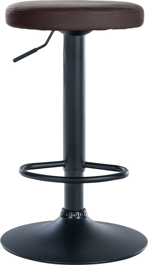 Conjunto de 2 bancos altos em couro sintético de estrutura preta 60-81 x 38,5 cm castanho