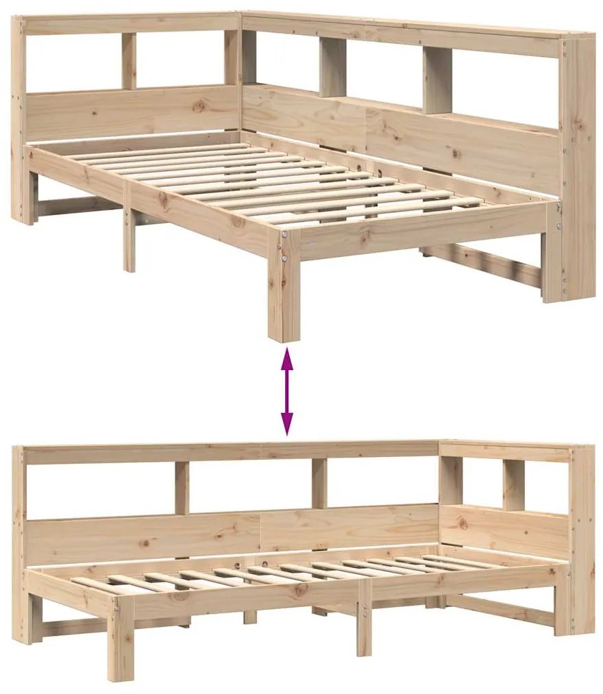 Cama com estante sem colchão 90x190 cm pinho maciço