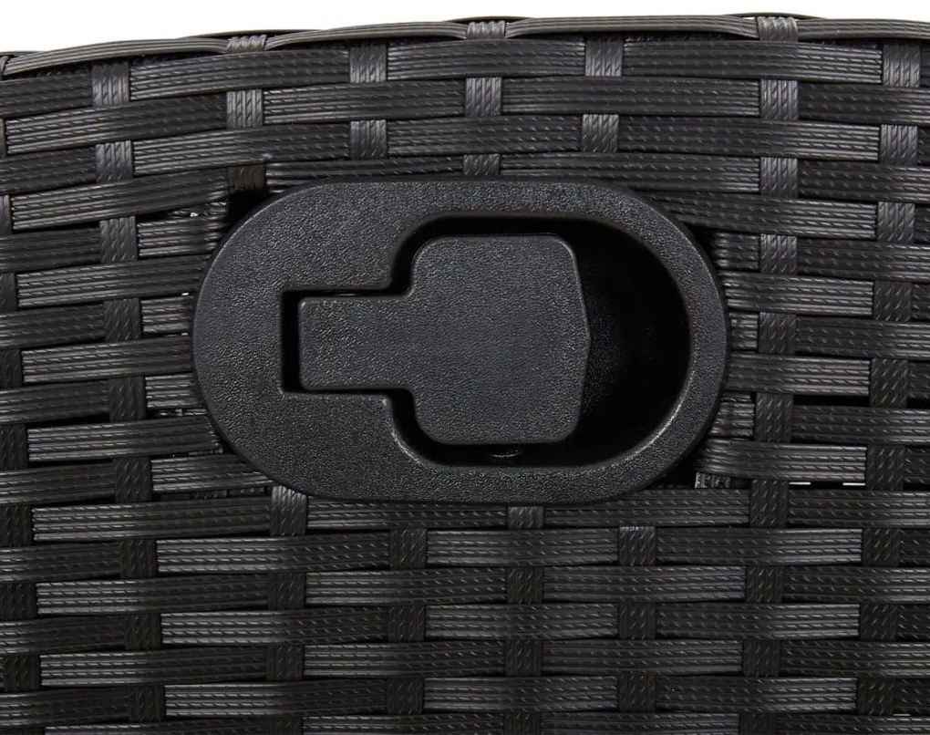 3 pcs conjunto de bistrô com almofadões vime PE preto