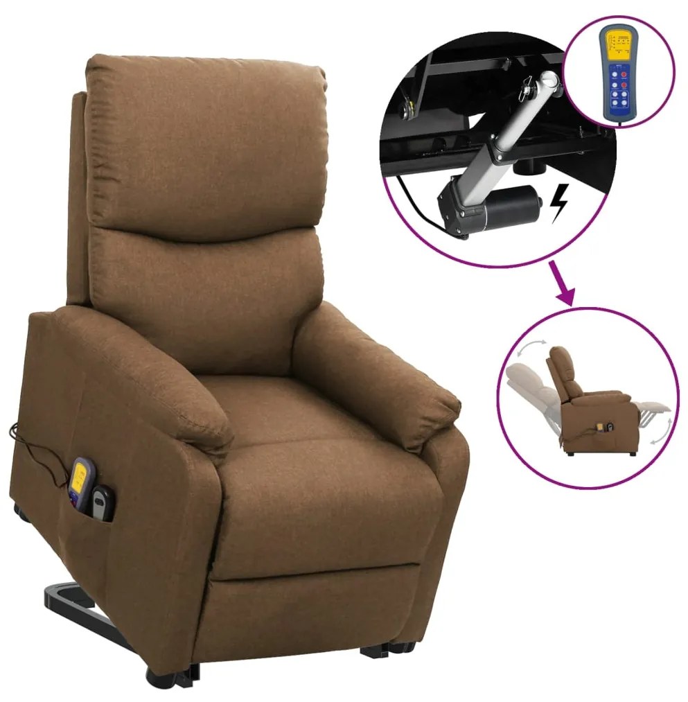vidaXL Poltrona de massagens tecido cinzento-acastanhado