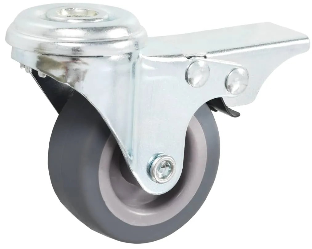 Rodas giratórias com furo e travões duplos 4 pcs 50 mm