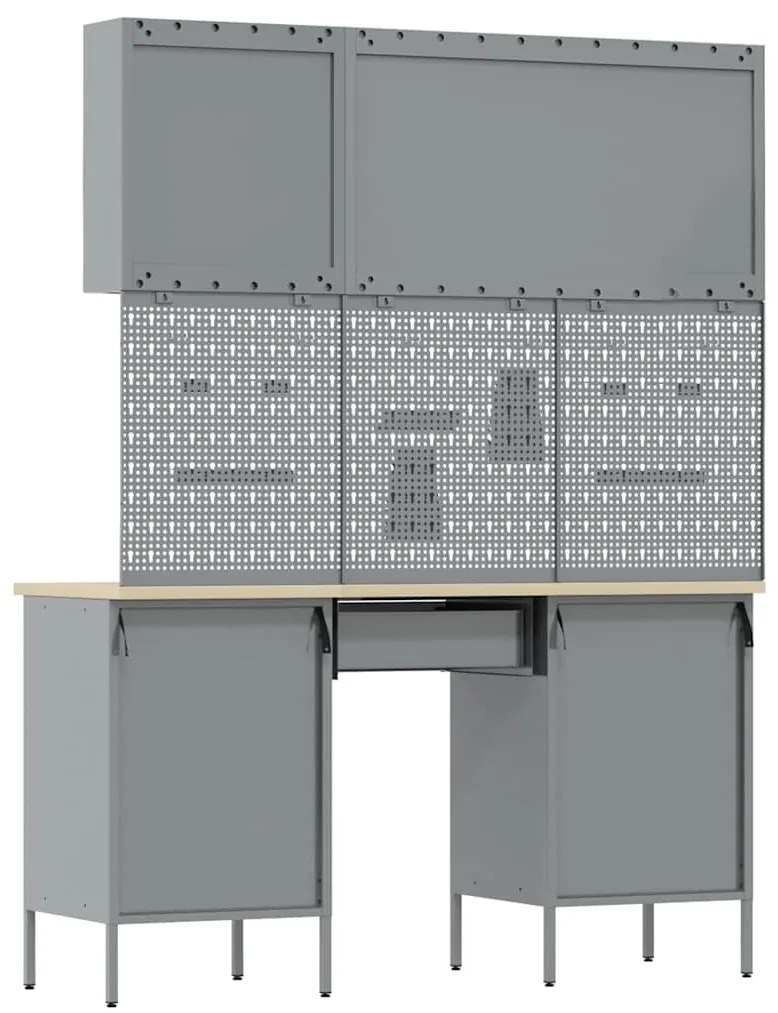 Conjunto de Armário de Trabalho e Painel de Ferramentas vidaXL com 8 P
