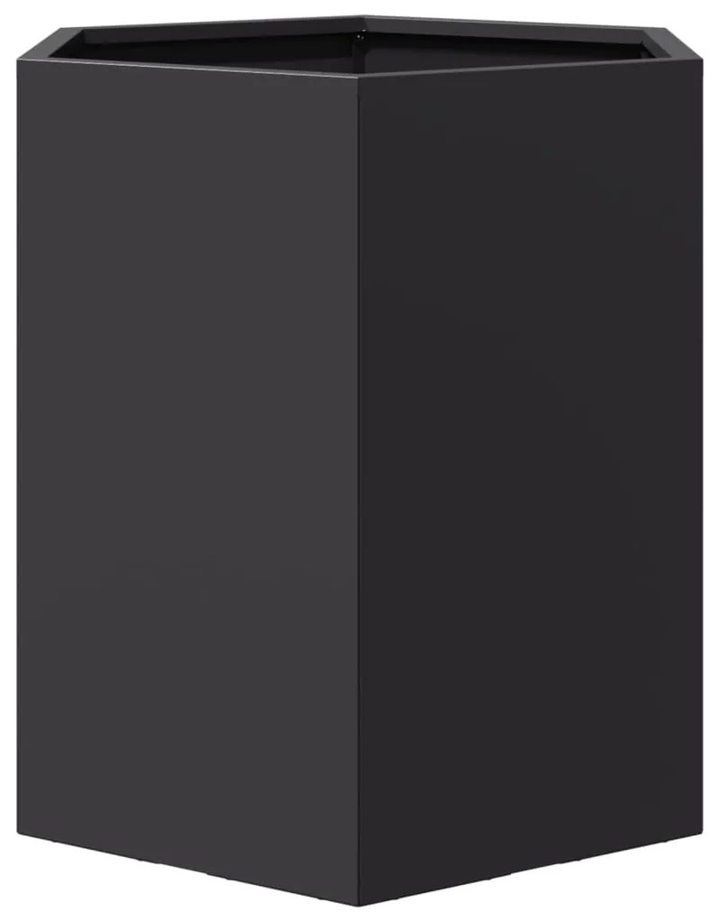 Vasos floreiras de jardim 2 pcs hexagonal 46x40x45 cm aço preto
