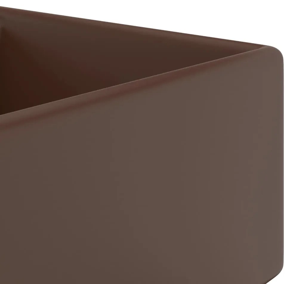 Lavatório luxuoso quadrado 41x41 cm cerâmica castanho mate