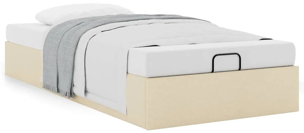 Estrutura de cama otomana sem colchão 90x190 cm tecido creme