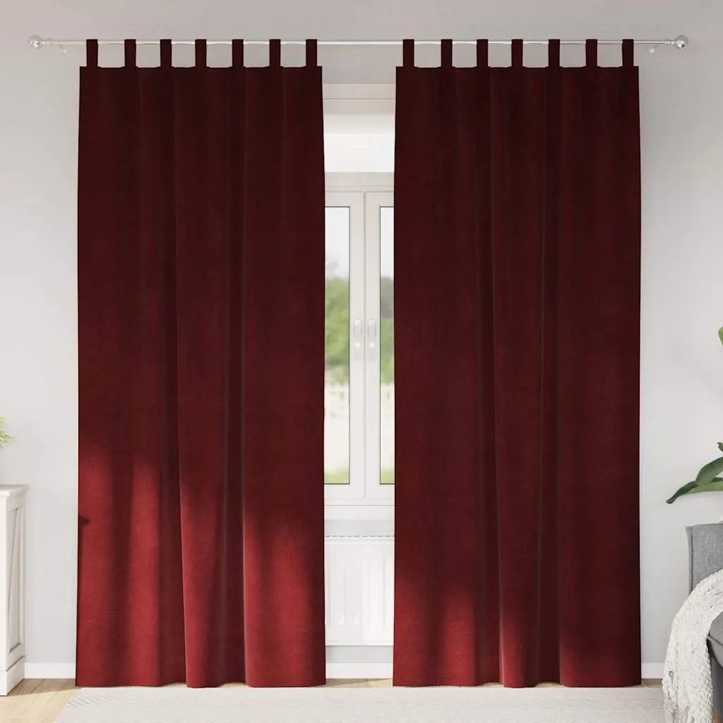 vidaXL Cortinas opacas 2 pcs Vinho Vermelho 140 x 260 cm Veludo