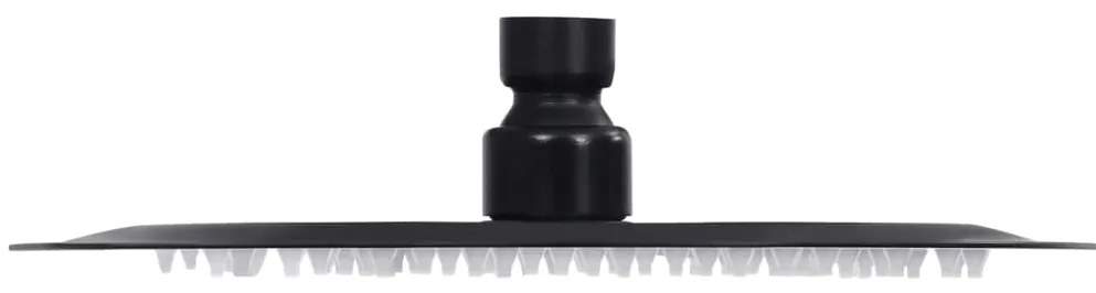 Cabeça de chuveiro redonda 20 cm aço inoxidável preto