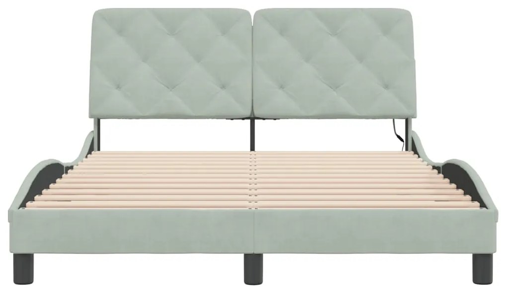 Estrutura de cama c/ luzes LED 120x200 cm veludo cinzento-claro
