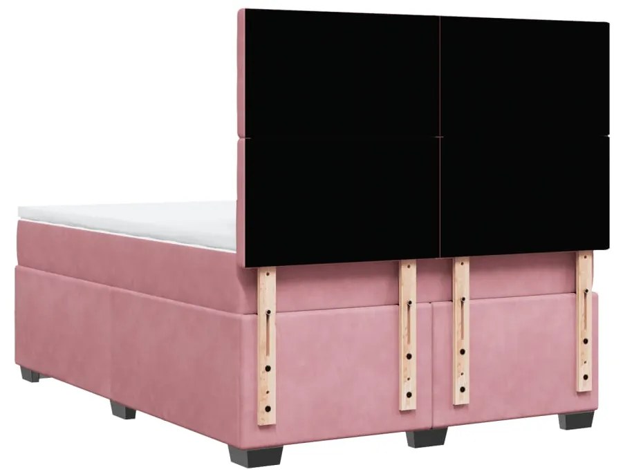 Cama com molas/colchão 140x200 cm veludo rosa