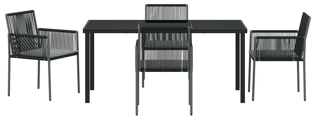 Conjunto de jantar de jardim com 5 peças e almofadas em rattan sintéti
