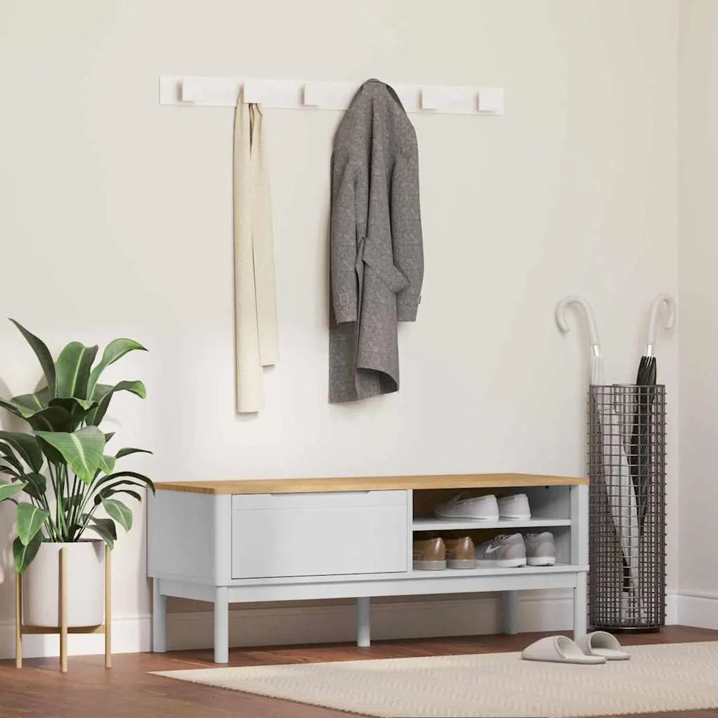 vidaXL Banco de corredor com gaveta Branco 115 x 40 x 45 cm