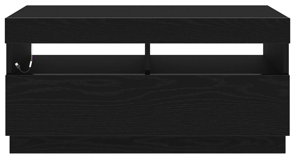 Estante de TV vidaXL com Luzes LED em Carvalho Preto 100x35x40 cm de M