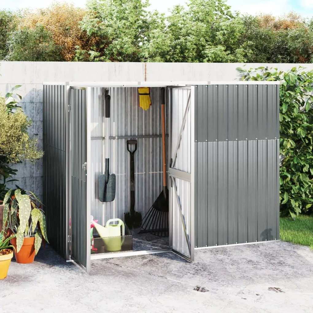 vidaXL Abrigo p/ ferramentas jardim 225x89x161cm aço galvanizado cinza