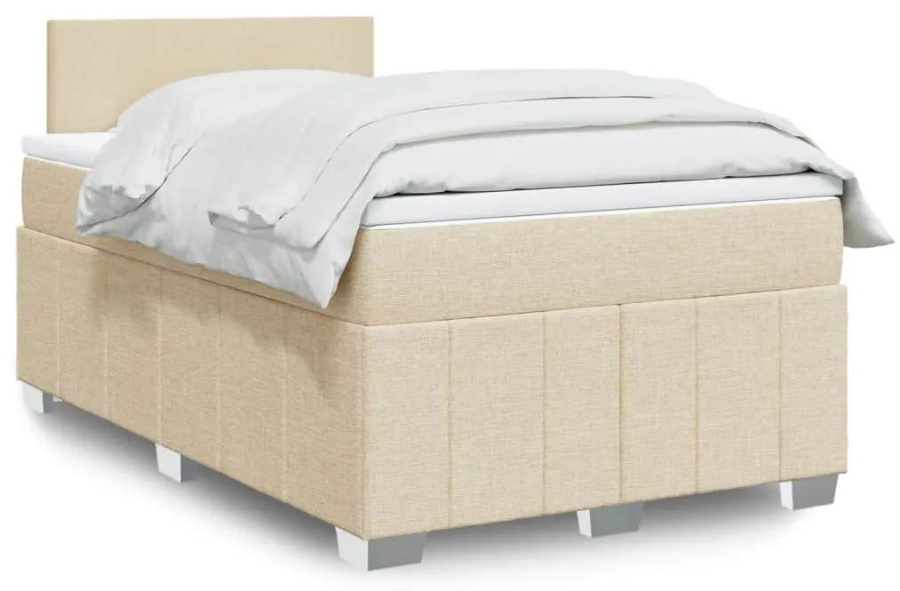 Cama boxspring com colchão 120x190 cm tecido cor creme