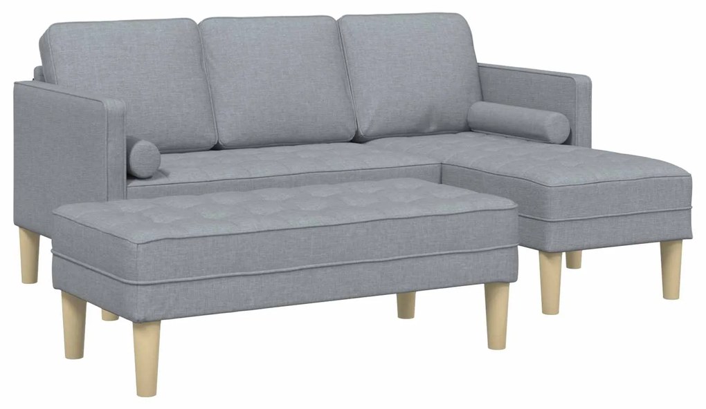 vidaXL Conjunto de Sofás com almofada 2 pcs Cinzento-claro Poliéster