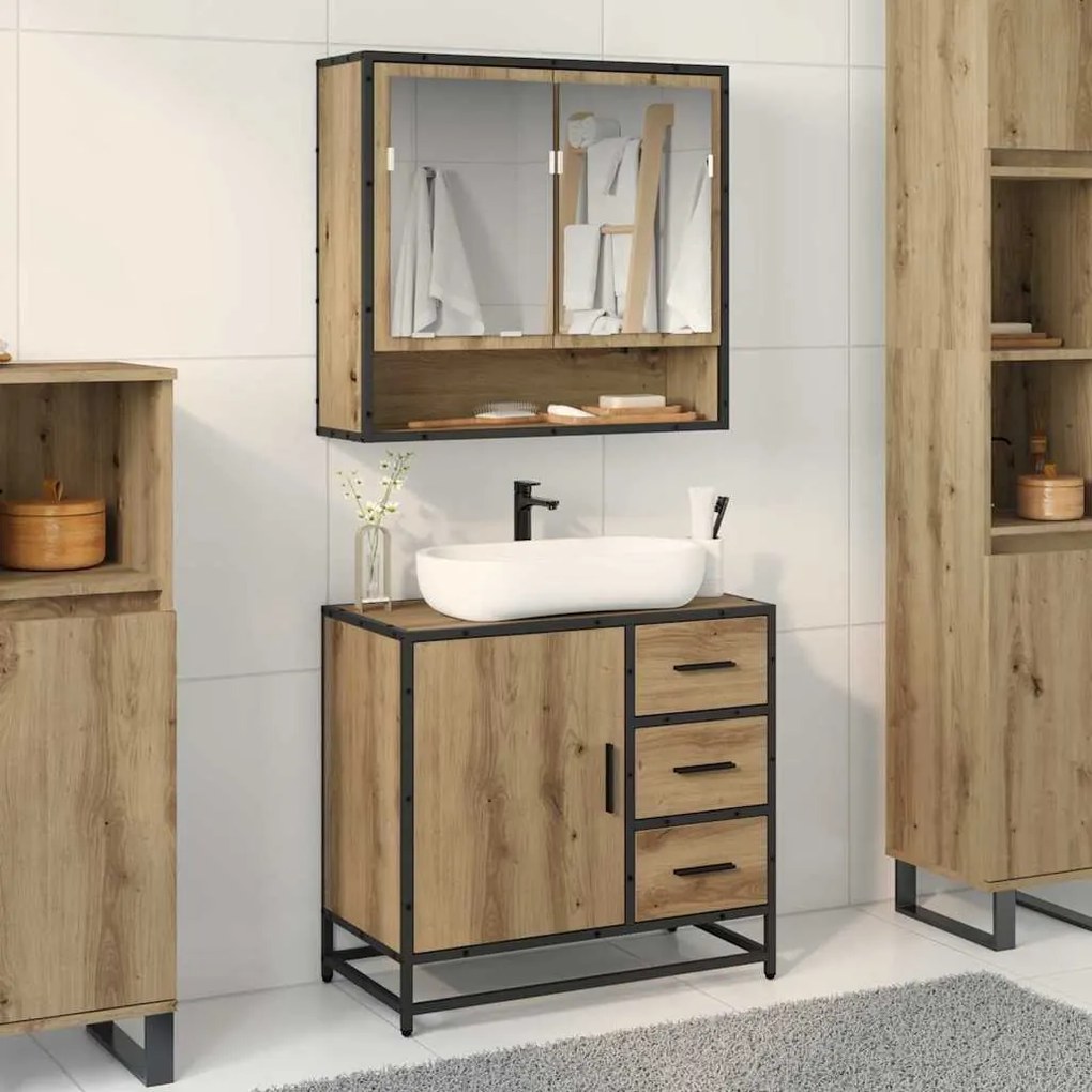 vidaXL Conjunto de Móveis para Banheiro 2 pcs Carvalho Artesanal