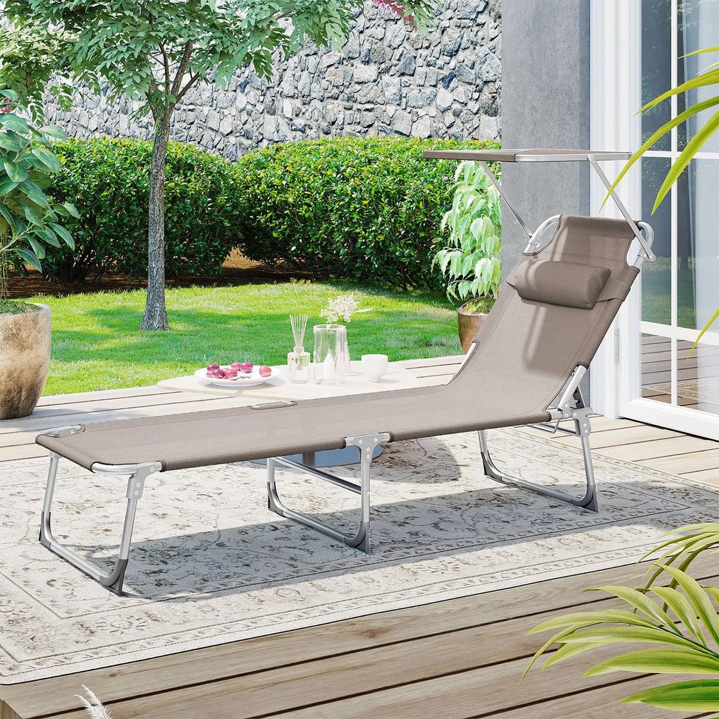 Espreguiçadeira jardim com encosto regulável 193 x 53 x 29 cm Taupe