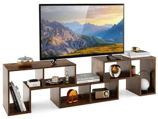 Suporte de TV ajustável de 3 peças para TVs de até 65 polegadas com prateleiras - Preto