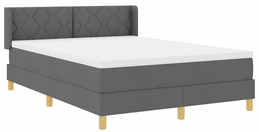 Cama Box com Colchão Cinza Escuro, 140 x 190 cm, Têxtil