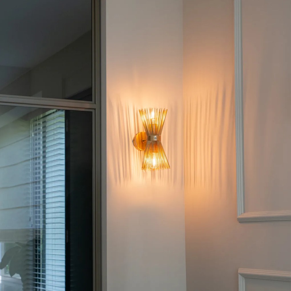 Aplique Art Deco dourado 2 luzes - Broom