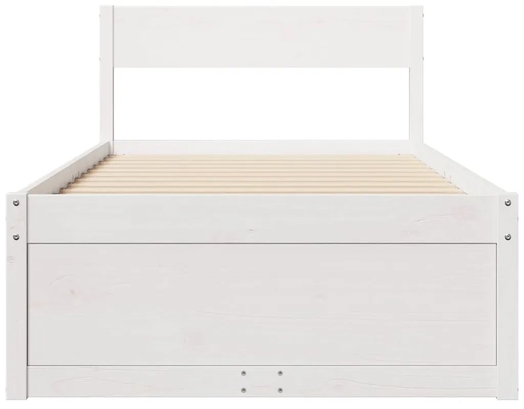 Estrutura de cama com gavetas 90x190 cm pinho maciço branco