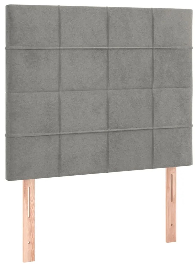 Cabeceira cama c/ luzes LED veludo 90x5x118/128cm cinza-claro