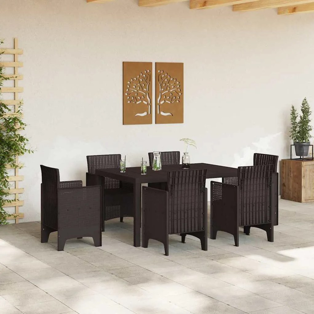 Mesa de Jardim Marrom 150x100x73 cm em Poly Rattan