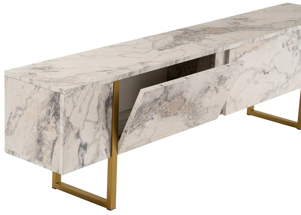Móvel TV Serenity – Mármore Freesia Dourado – 180 cm x 50 cm x 29,5 cm