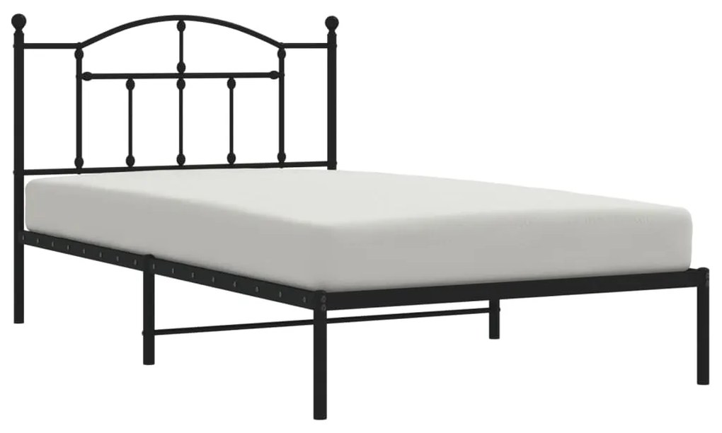 Estrutura de cama com cabeceira 107x203 cm metal preto