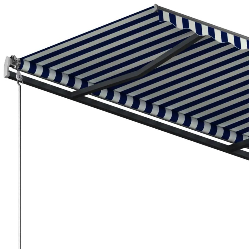 Toldo retrátil manual independente 350x250 cm azul e branco