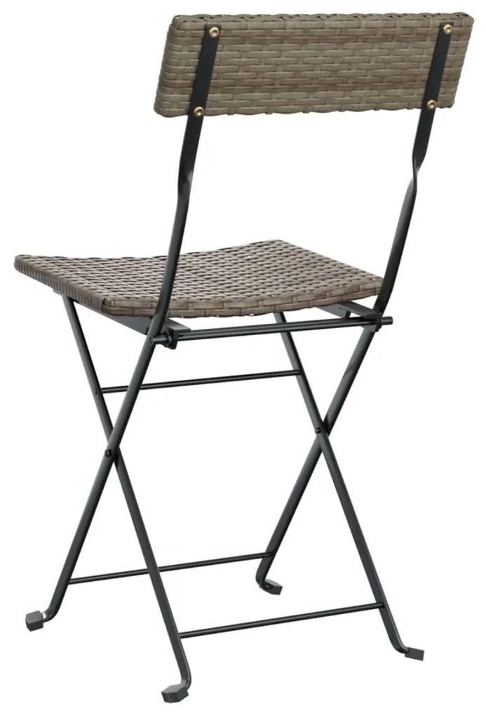Cadeiras de bistrô dobráveis 4 pcs vime PE e aço cinzento