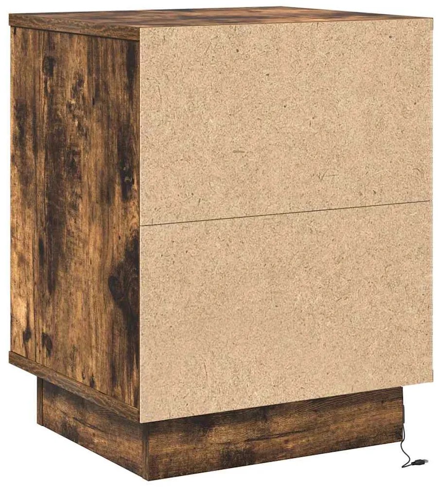 Criados-Mudos com Luzes LED 2 pcs Carvalho Defumado 39x34.5x50 cm